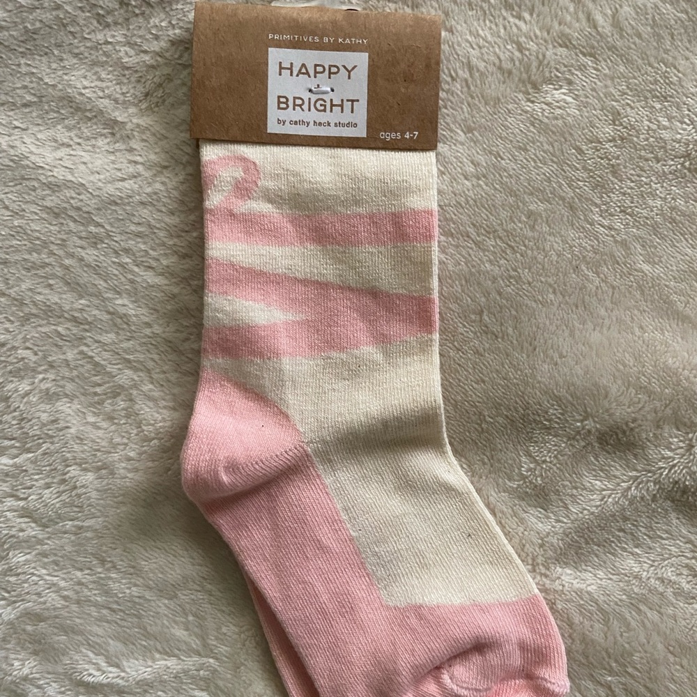 NWT! 2-Pairs PRIMITIVES BY KATHY Ballet Slippers PINK & IVORY SOCKS ~ Ages 4 - 7